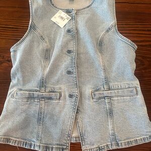 American Eagle Outfitters Light Blue Denim Vest